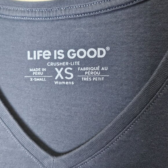 Life‎ Is Good XS Crusher-Lite V-Neck Tee Home Is Where Your Dog Is Navy Blue - Picture 4 of 8